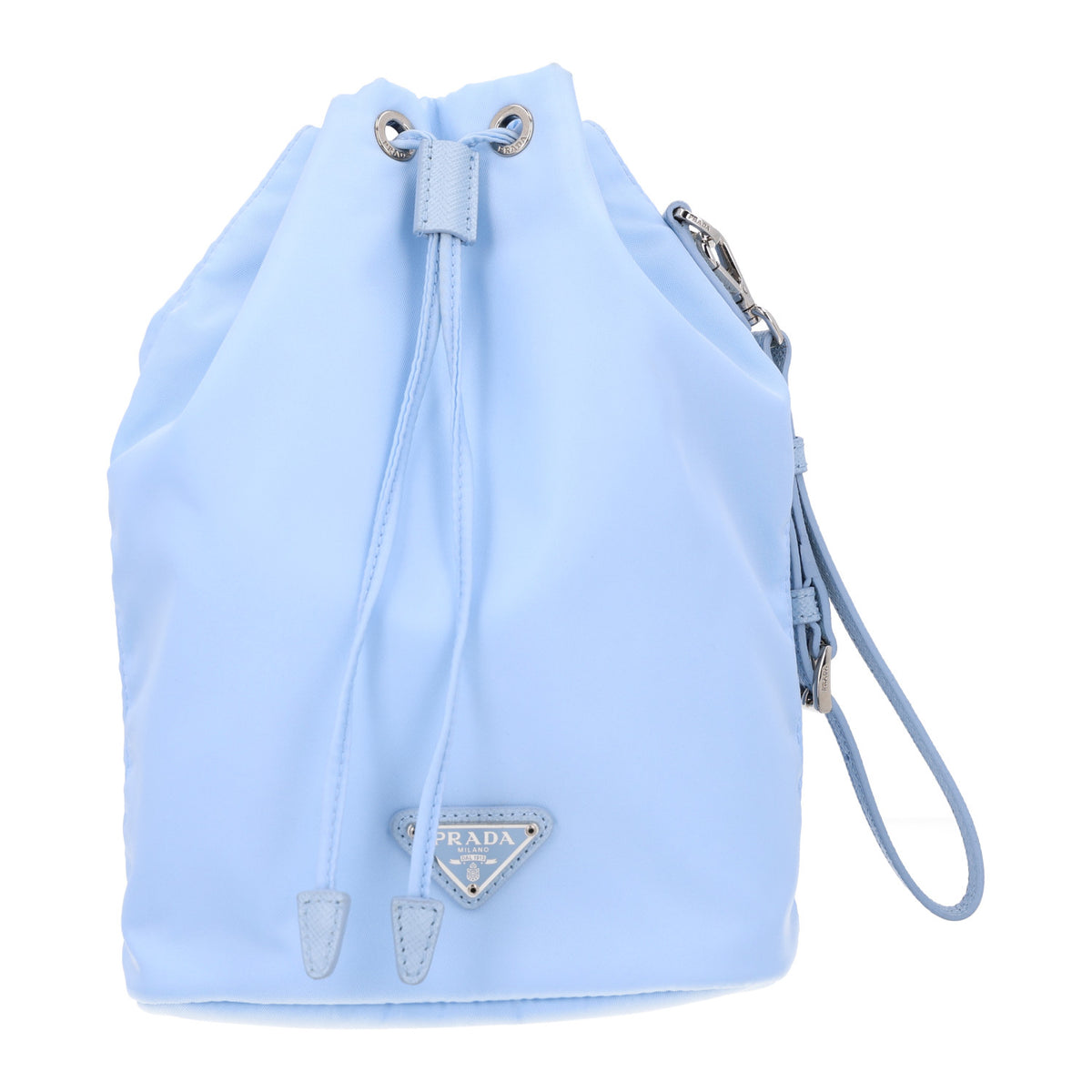Prada Re-Nylon Saffiano Vela Bucket Wristlet Celeste 1 of 11