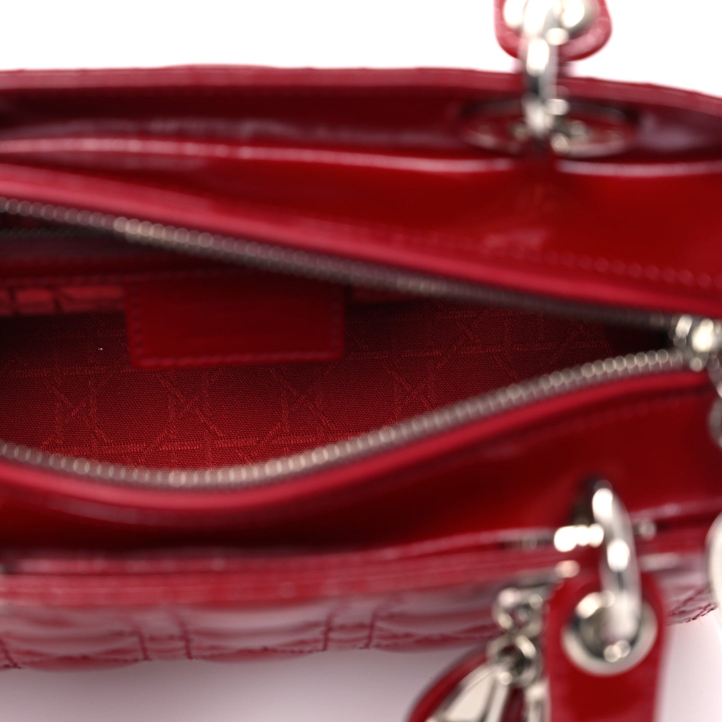 Patent Cannage Medium Lady Dior Red