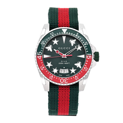 Gucci Stainless Steel Nylon 40mm Dive Quartz Watch Green 1 of 5