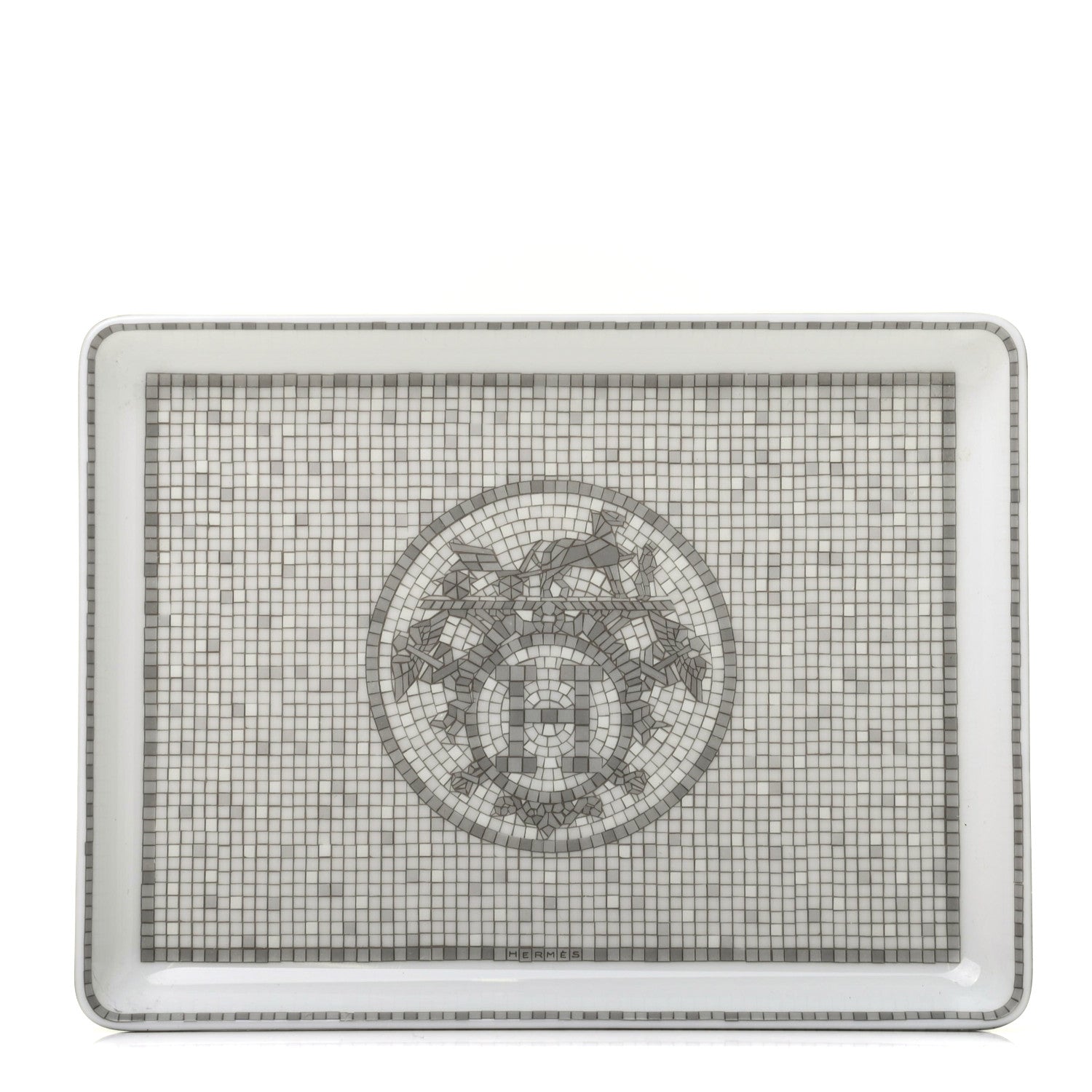 Hermes Porcelain Mosaique Au 24 Sushi Plate Platine 1 of 6