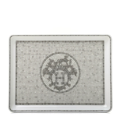 Hermes Porcelain Mosaique Au 24 Sushi Plate Platine 1 of 6