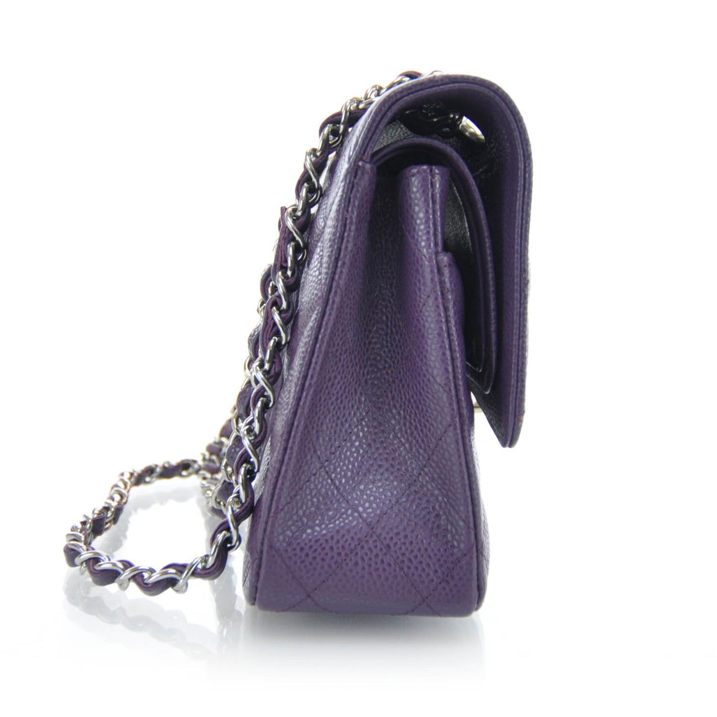 Caviar Medium Double Flap Purple