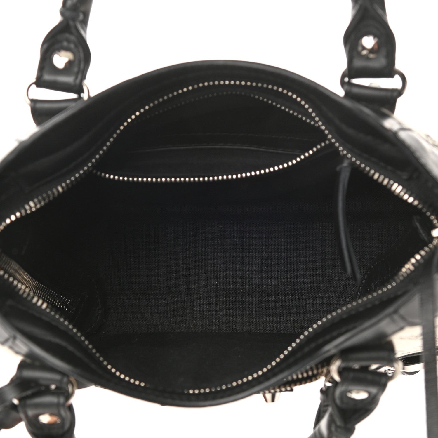 Balenciaga Canvas Satin Calfskin Diagonal Allover Logo Print Classic Silver Hardware Mini City Natural Black 5 of 10