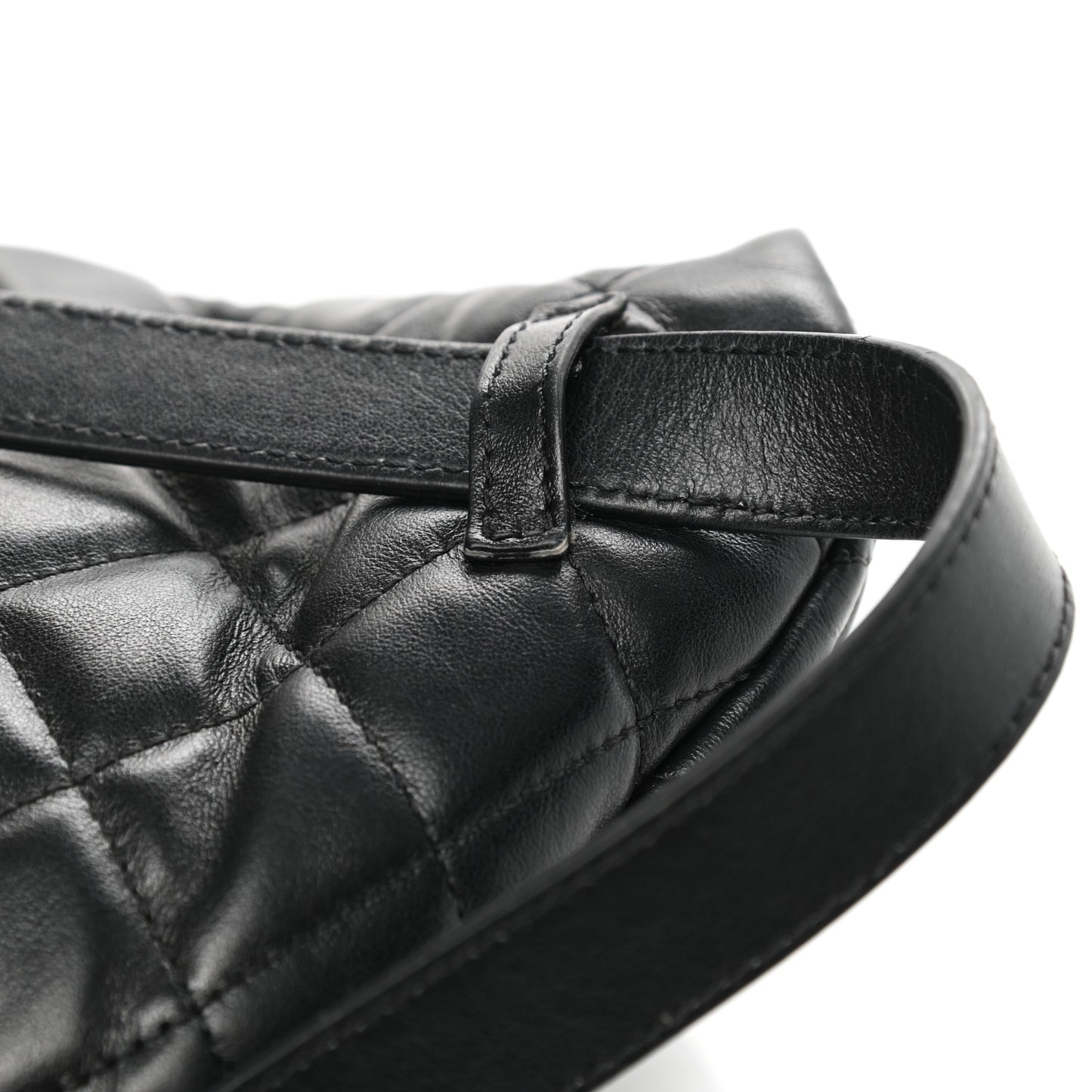 Lambskin Quilted Waist Belt Bag Black