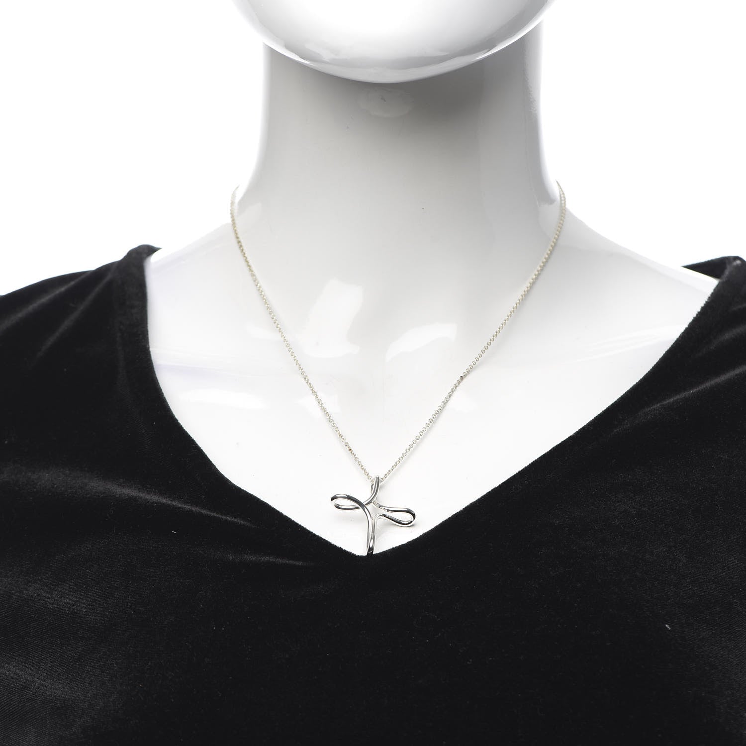 Tiffany Sterling Silver Elsa Peretti Infinity Cross Pendant Necklace 2 of 5