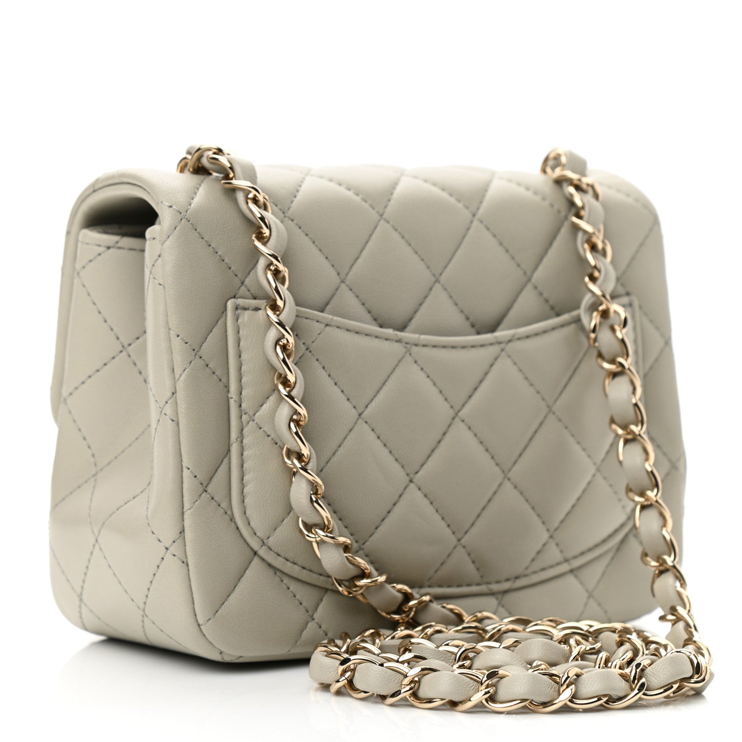 Chanel Lambskin Quilted Mini Square Flap Grey 3 of 11