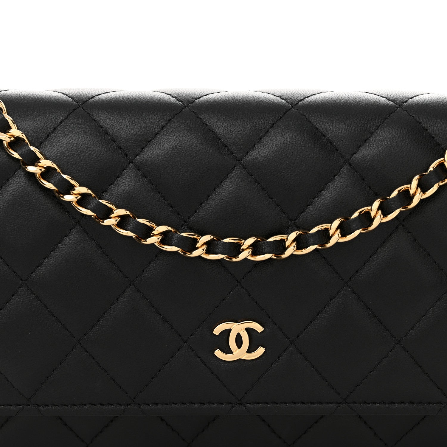 Chanel Lambskin Quilted Wallet On Chain WOC Black 9 of 14
