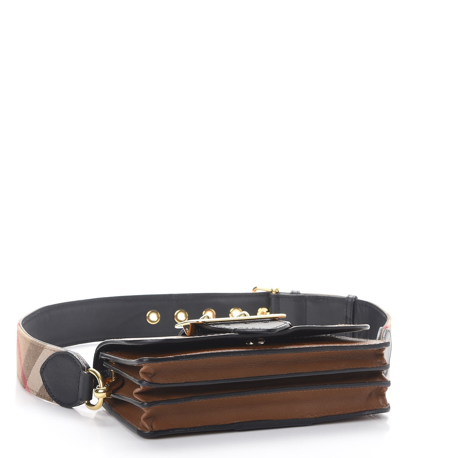 Burberry Grainy Calfskin House Check Small Buckle Bag Brown 6 of 11