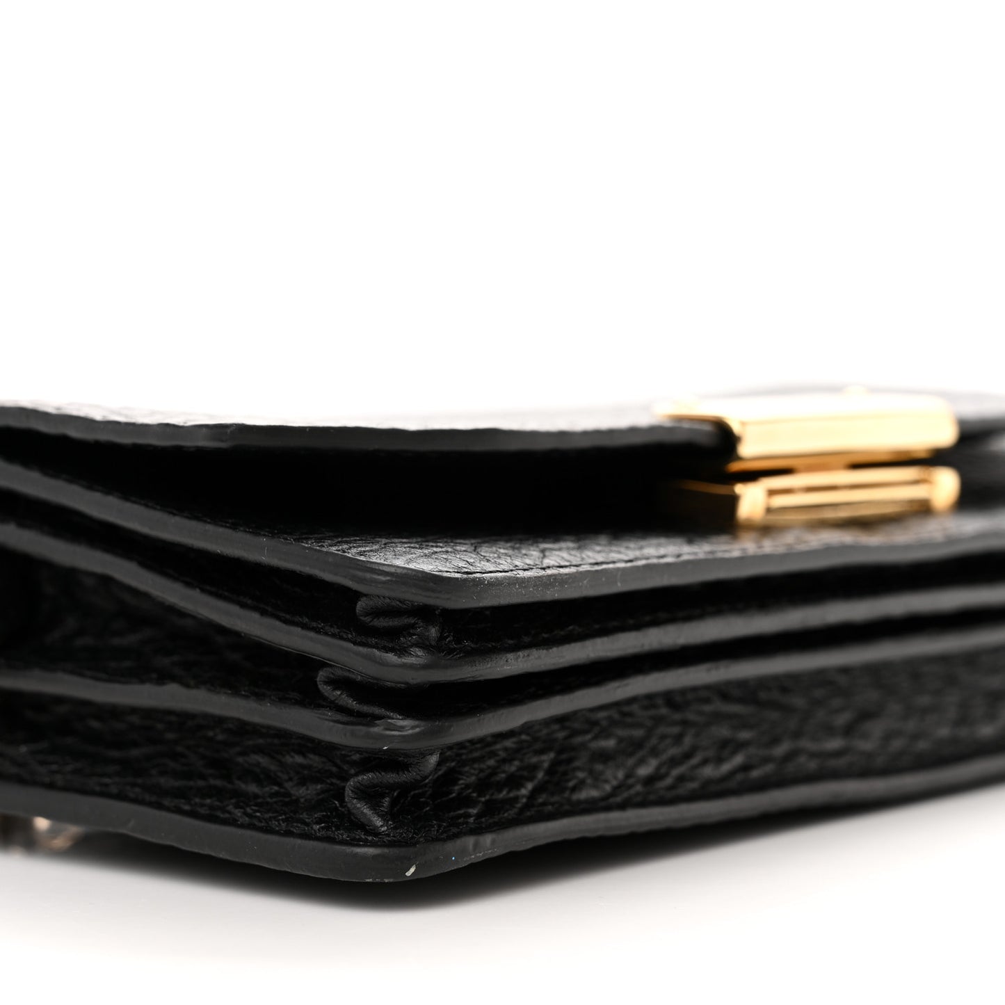Signature Grain Small Madison Chain Clutch Black