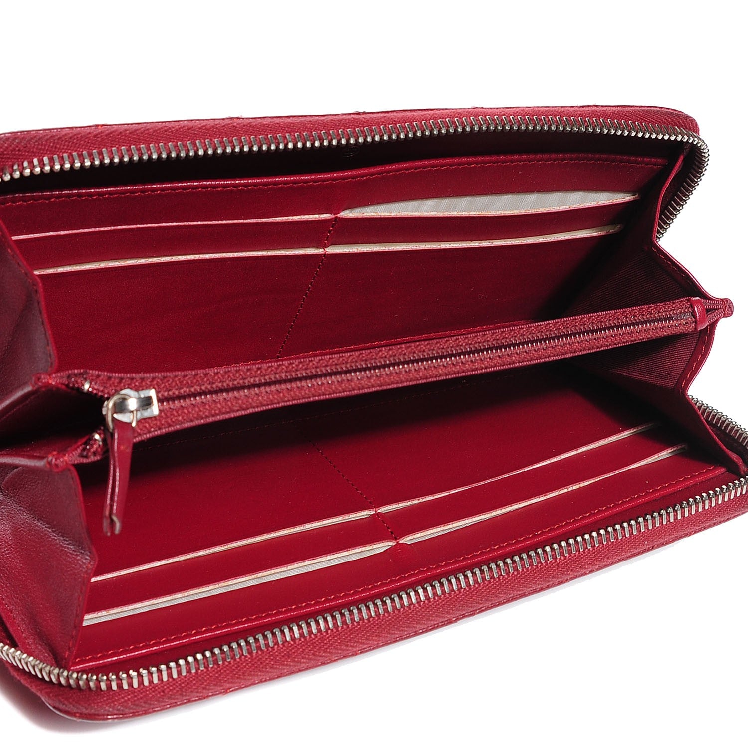 Chanel Caviar Quilted Large Gusset Zip Around Wallet Dark Red 6 of 9