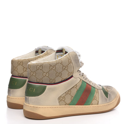 Gucci GG Monogram Nubuck Web Mens Screener High Top Sneakers 8 New Sand Dusty Milk Vintage Green 4 of 8