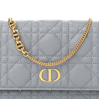 Christian Dior Supple Calfskin Caro Pouch with Chain Cloud Blue 8 of 11
