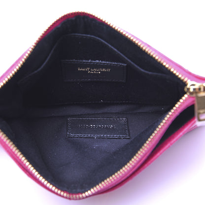 Saint Laurent Grain De Poudre Chevron Monogram Bill Pouch Bright Pink 5 of 13