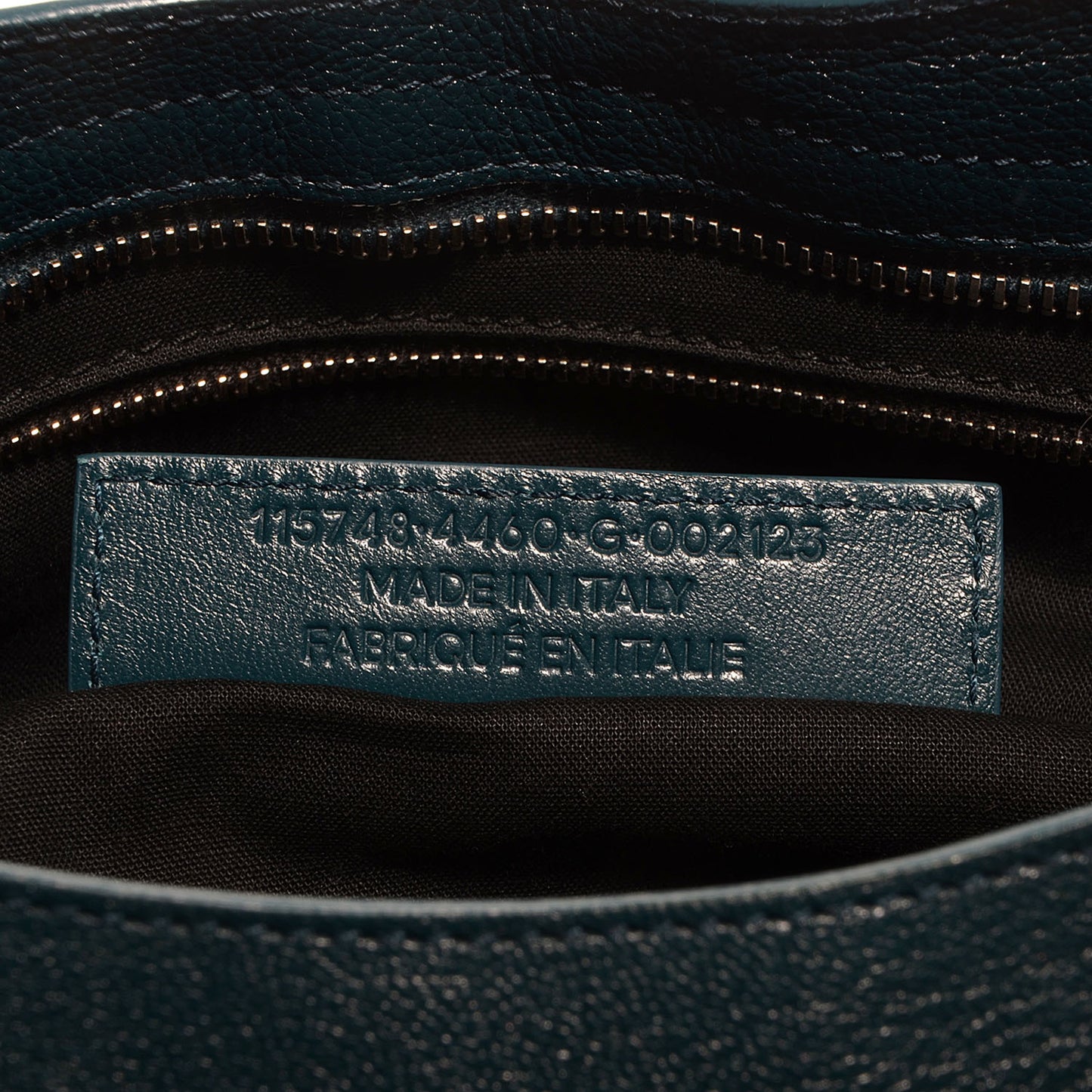 Shiny Goatskin Silver Metallic Edge Hardware City Bleu Paon