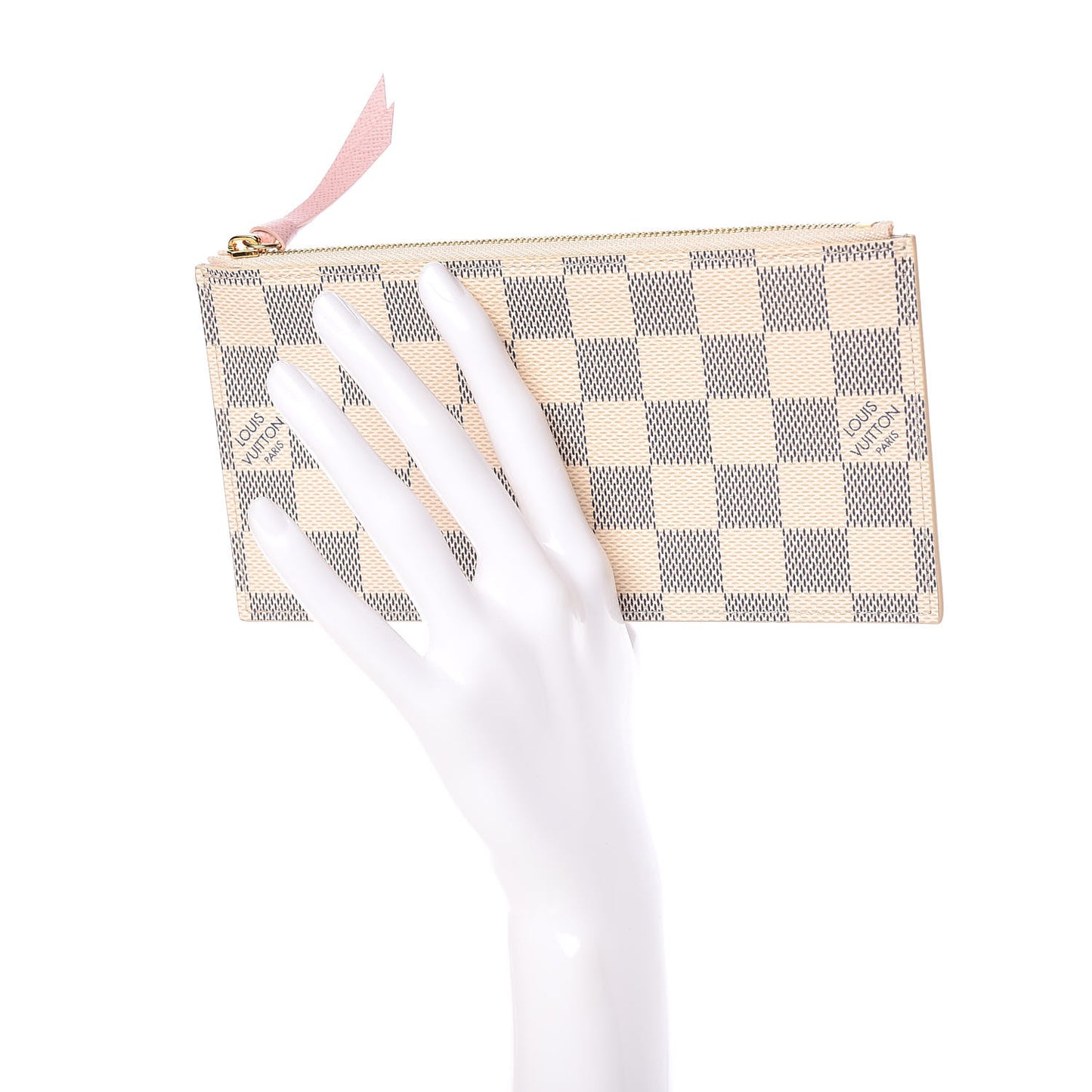 Damier Azur Felicie Chain Wallet Zippered Insert Rose Ballerine
