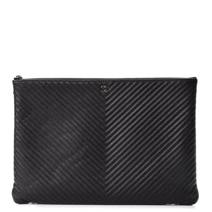 Chanel Caviar Chevron Quilted Large Cosmetic Case Black 1 of 8