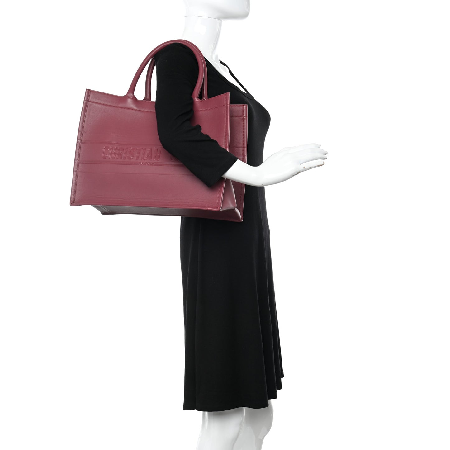 Calfskin Embossed Medium Book Tote Red