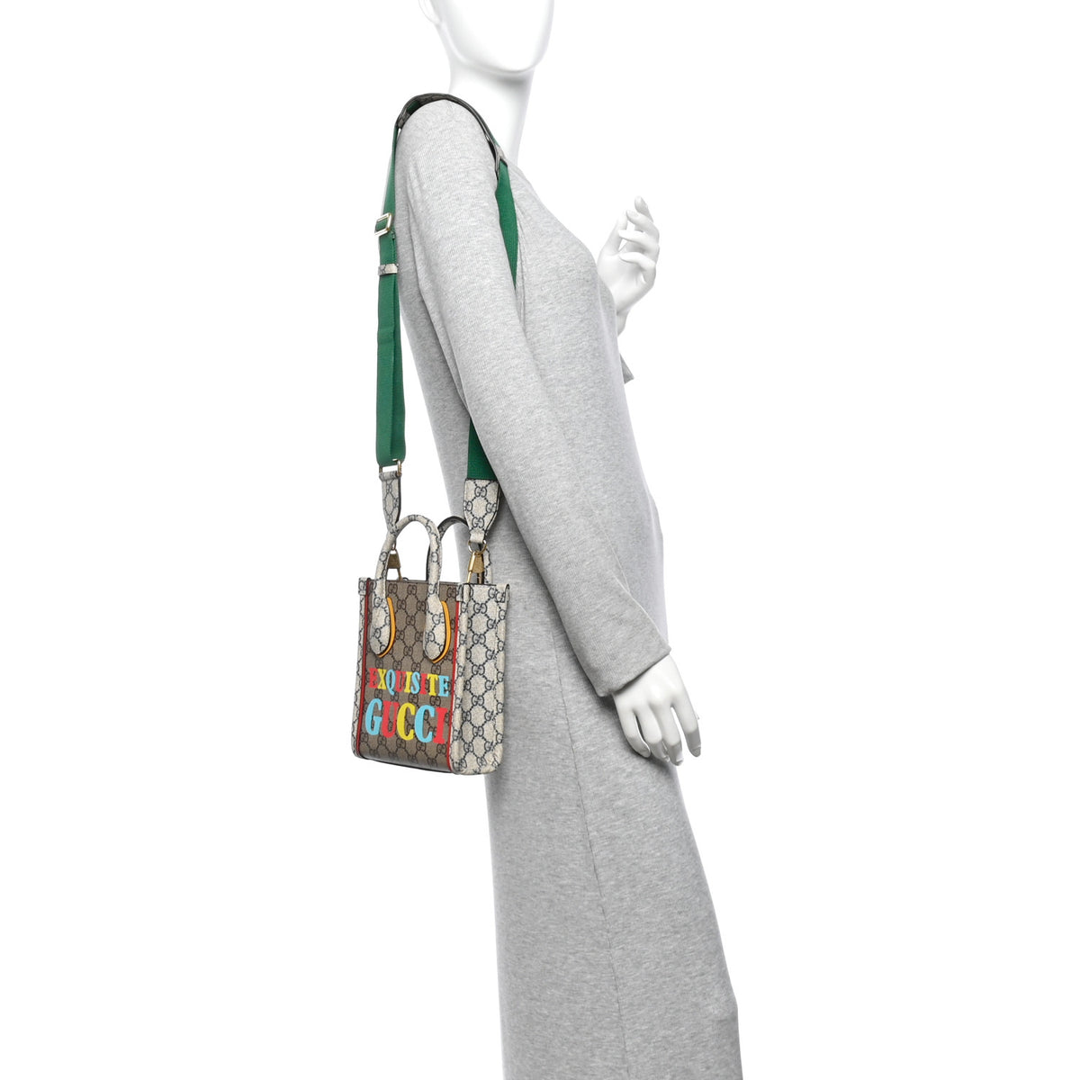 Gucci GG Supreme Monogram Exquisite Mini Vertical Tote Beige Ebony Blue Crop Live Red 2 of 12