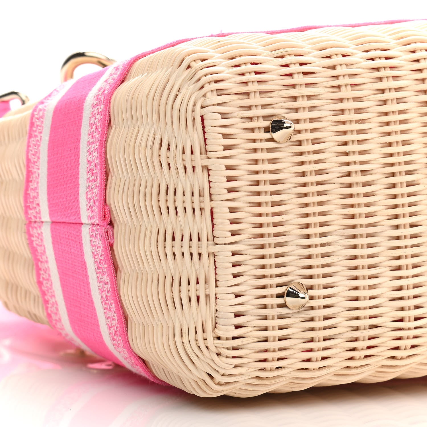 Christian Dior Wicker Oblique Medium Lady Dior Bag Fluorescent Pink 9 of 10