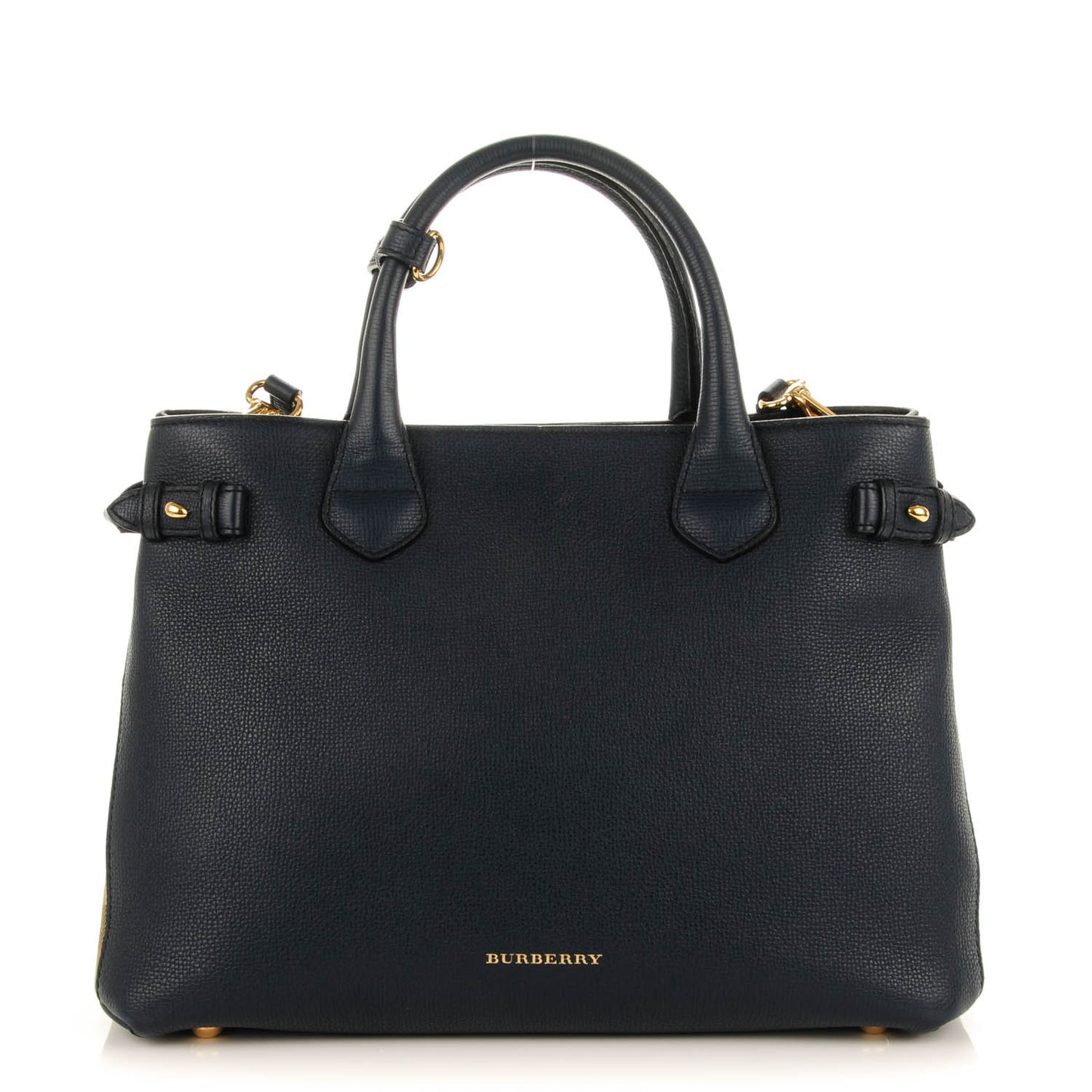 Calfskin House Check Medium Banner Tote Ink Blue
