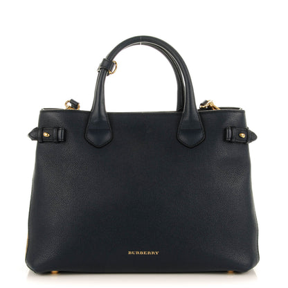 Burberry Calfskin House Check Medium Banner Tote Ink Blue 1 of 8
