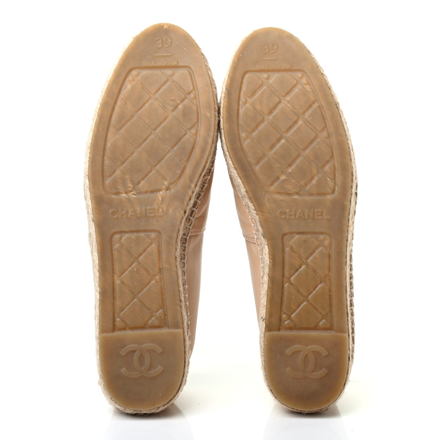 Chanel Lambskin CC Espadrilles 39 Beige Black 5 of 7
