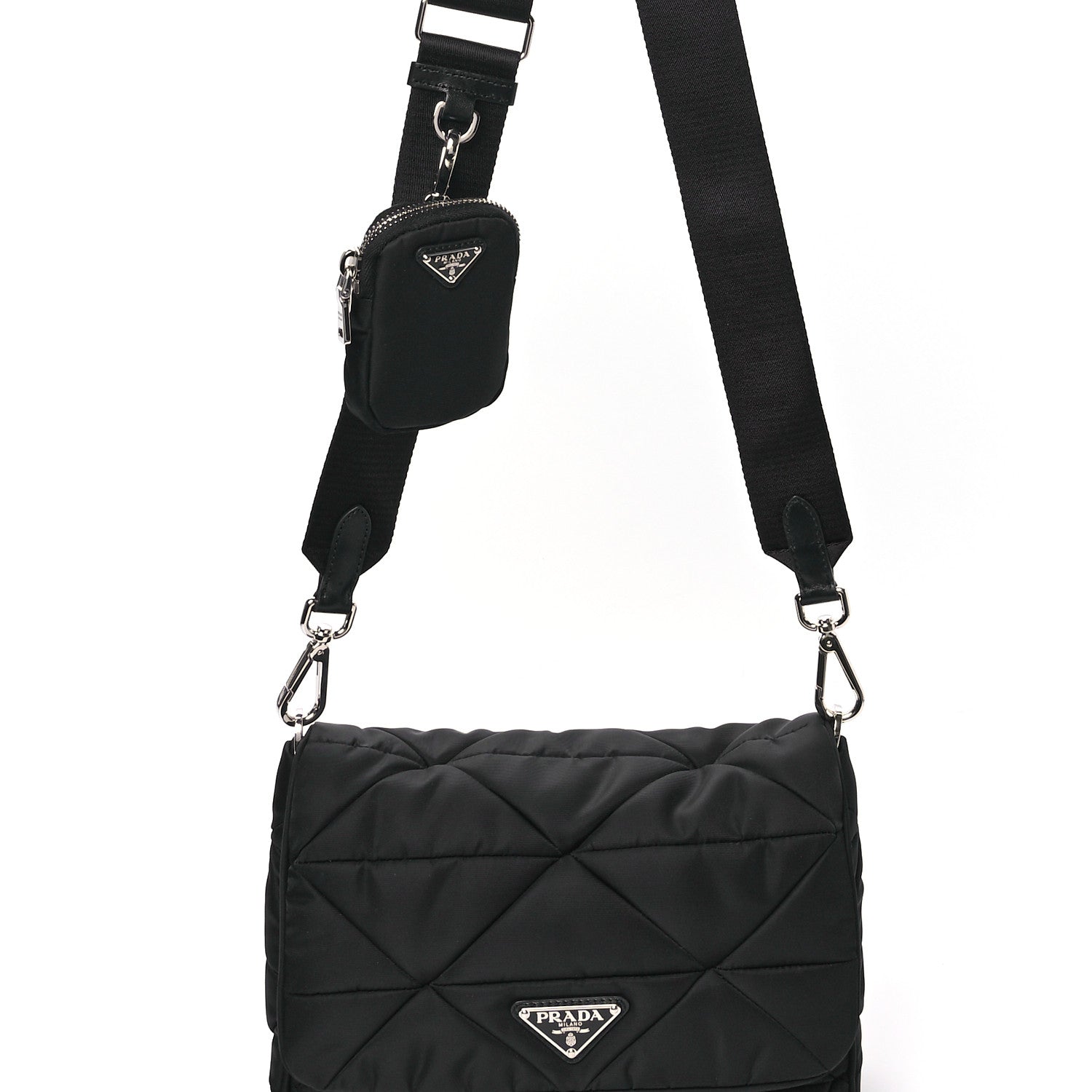 Prada Re-Nylon Quilted Padded Flap Shoulder Bag Black 10 of 12