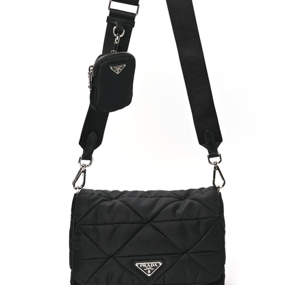 Prada Re-Nylon Quilted Padded Flap Shoulder Bag Black 10 of 12