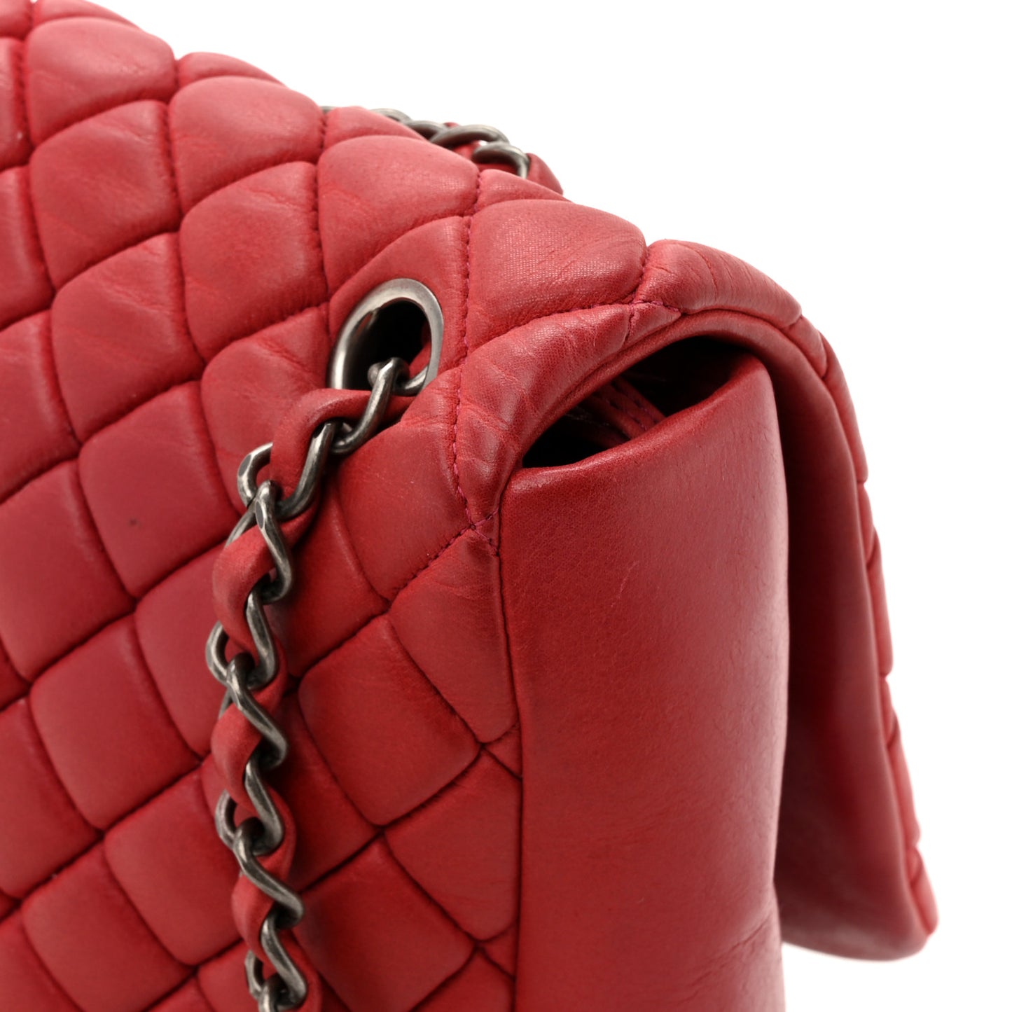 Iridescent Calfskin Large New Bubble Flap Fuchsia