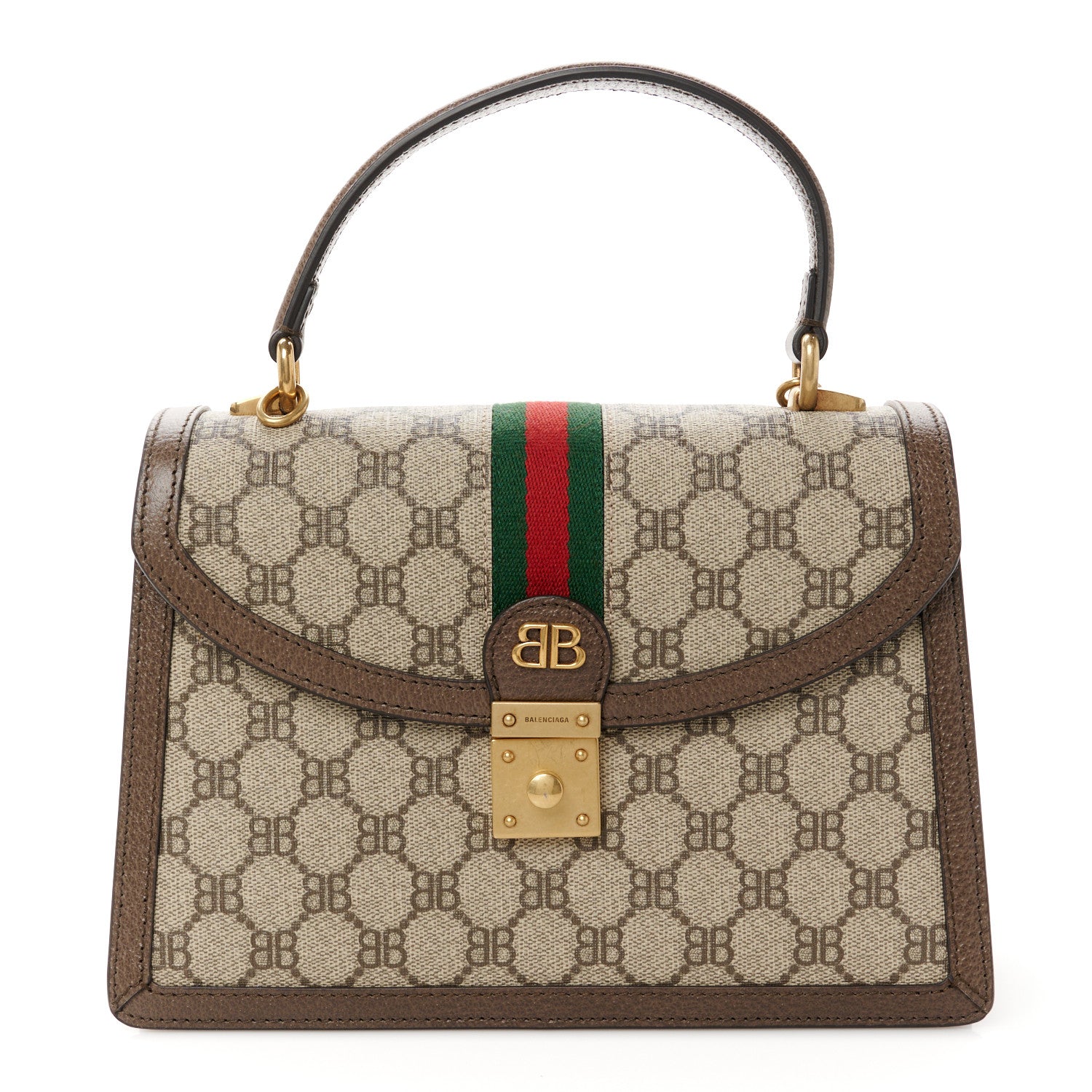 Gucci X BALENCIAGA BB Supreme Monogram Web Small Top Handle Bag Beige New Acero 1 of 11