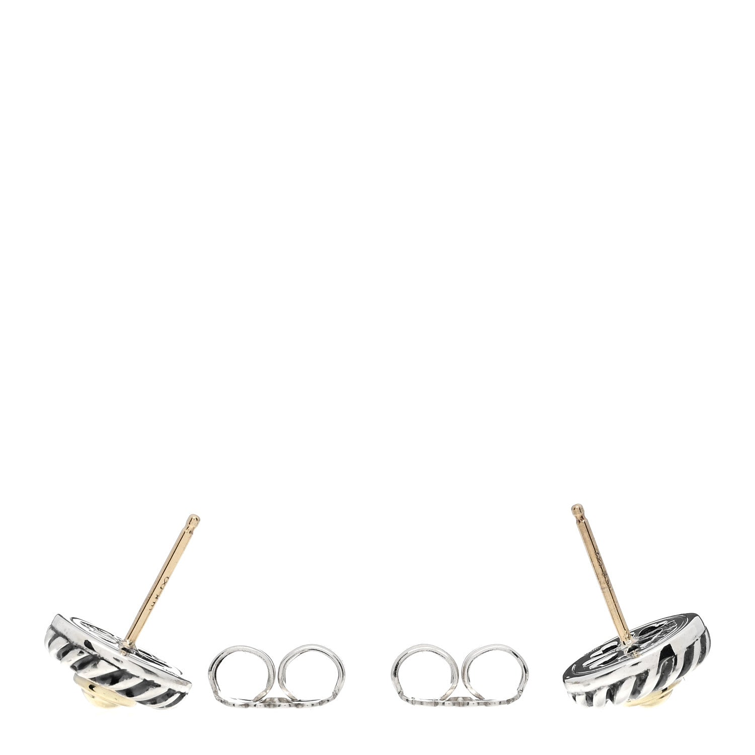 David Yurman Sterling Silver 14K Yellow Gold Cookie Earrings 3 of 4