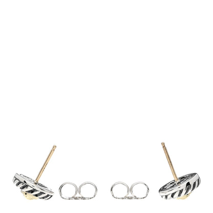 David Yurman Sterling Silver 14K Yellow Gold Cookie Earrings 3 of 4