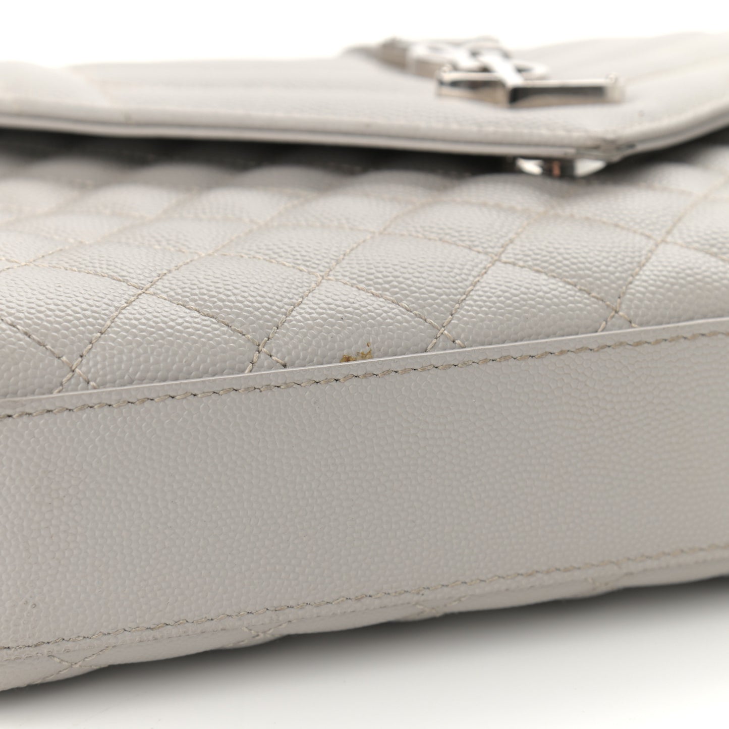 Grain De Poudre Textured Mixed Matelasse Medium Triquilt Monogram Satchel Granite