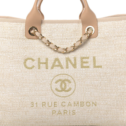 Chanel Canvas Medium Deauville Tote Light Beige 8 of 11