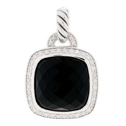 David Yurman Sterling Silver Black Onyx Diamond 14mm Albion Enhancer Pendant 1 of 3