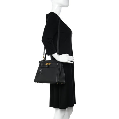 Hermes Togo Matte Porosus Crocodile Kelly Retourne Touch 28 Black 2 of 10
