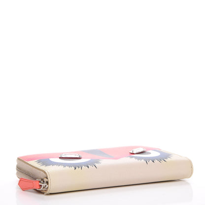 Fendi Vitello Elite Crystal Eye Monster Zip Around Wallet Bellini Multicolor 4 of 10