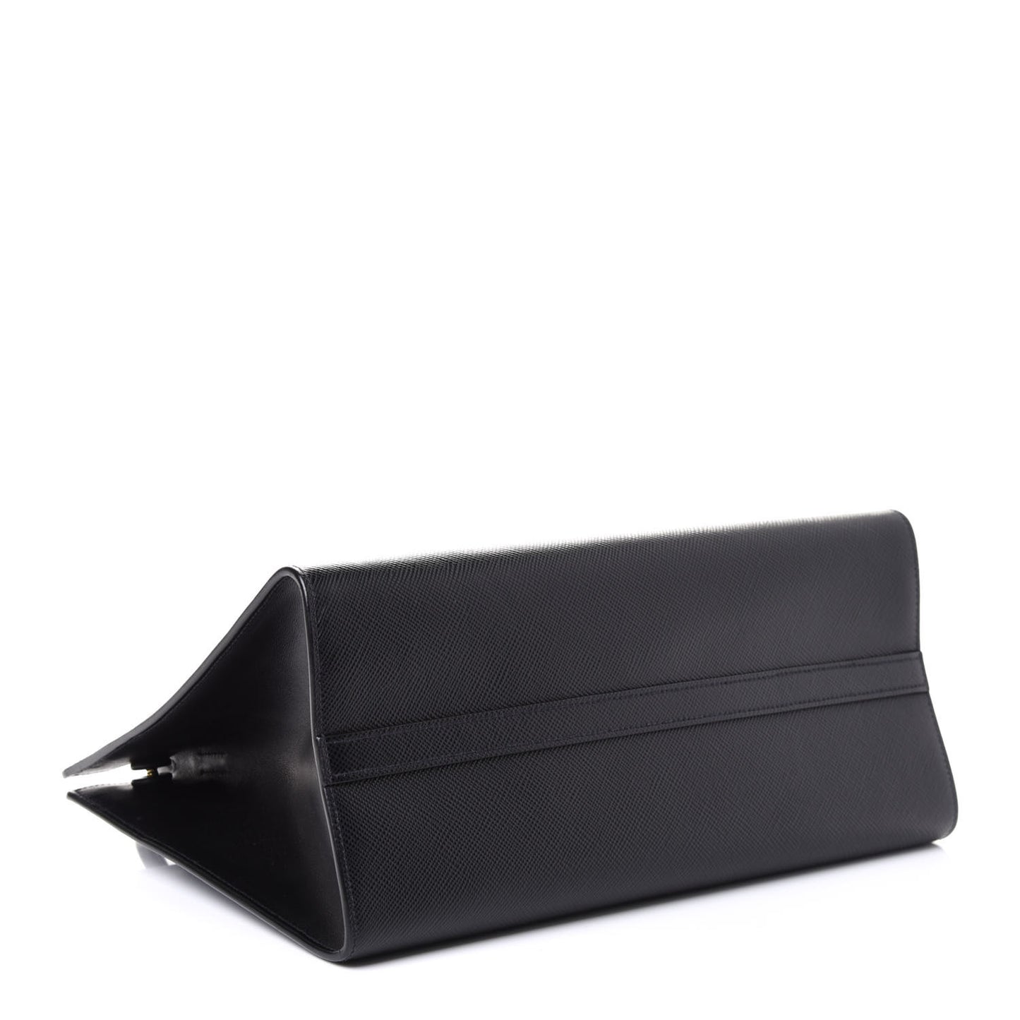 Saffiano Cuir Calfskin Medium Monochrome Top Handle Tote Black