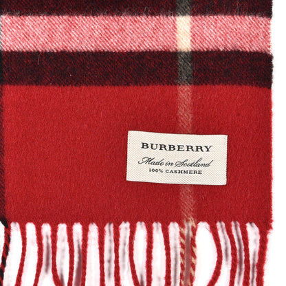 Burberry Cashmere Classic Check Fringe Scarf Parade Red 3 of 3