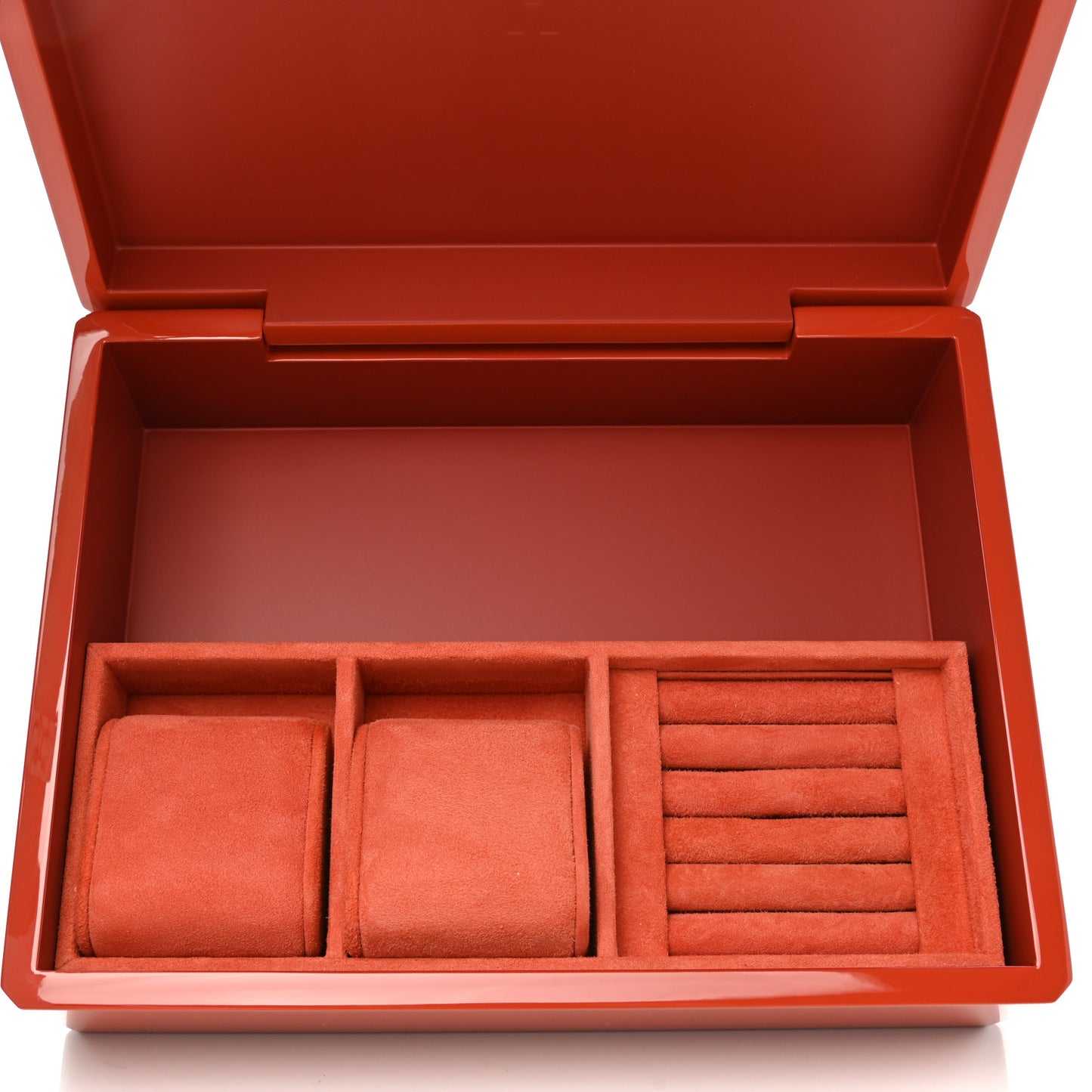 Lacquered Wood Facettes H en Dedale Jewelry Box Orange Sanguine