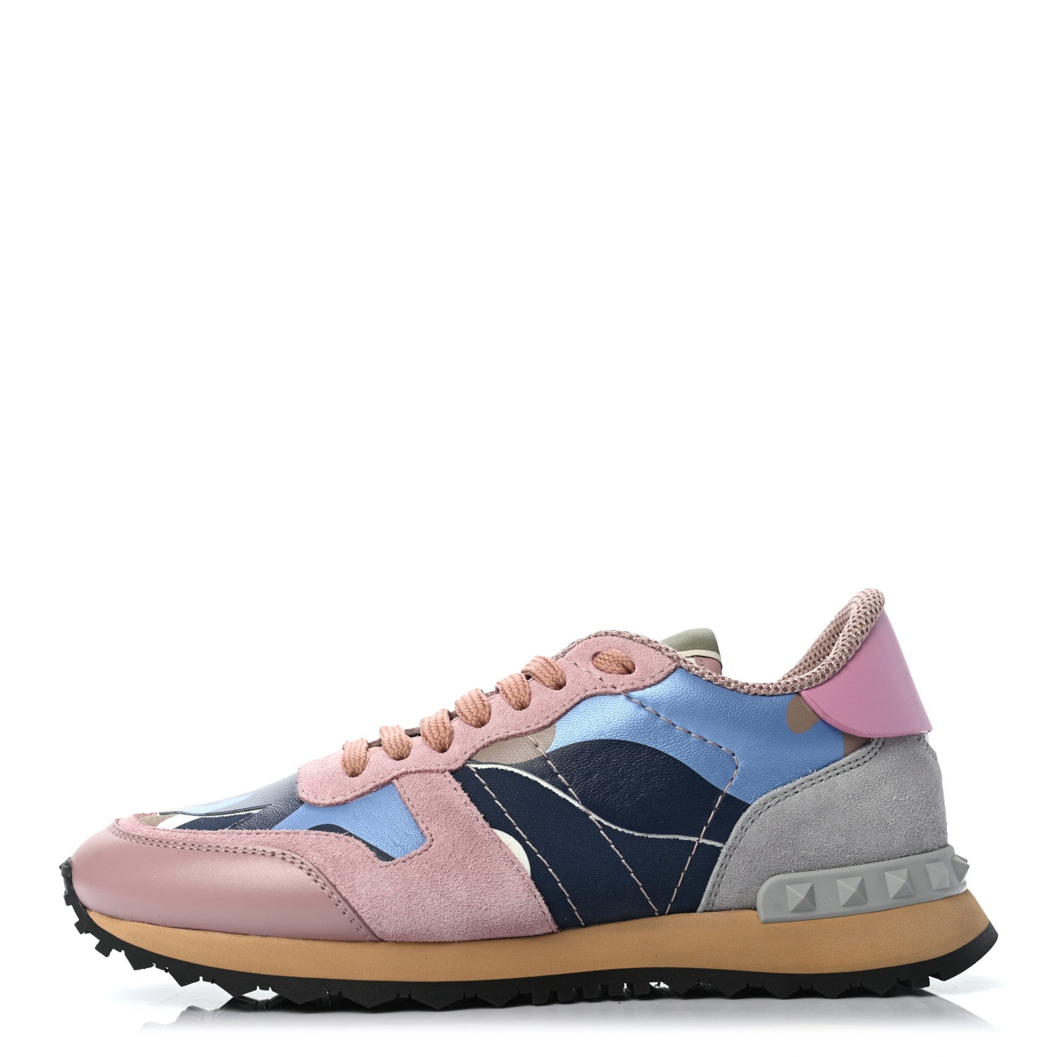 Valentino Garavani Nappa Suede Camouflage Womens Rockrunner Sneakers 36 Multicolor 1 of 7