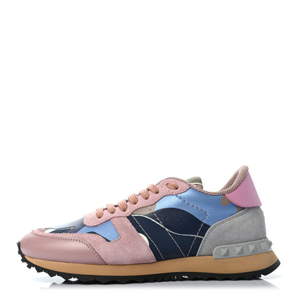 Valentino Garavani Nappa Suede Camouflage Womens Rockrunner Sneakers 36 Multicolor 1 of 7