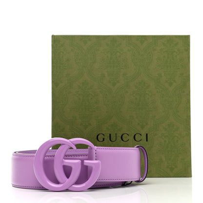 Gucci Azalea Calfskin Enamel Monochrome Double G 40mm Belt 80 32 Wisteria Chic 6 of 6