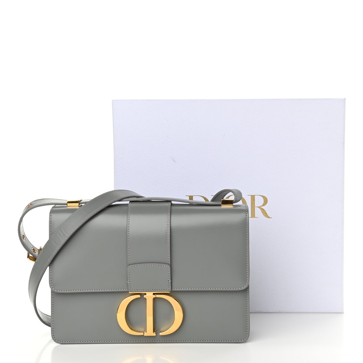 Smooth Calfskin 30 Montaigne Flap Bag Gray