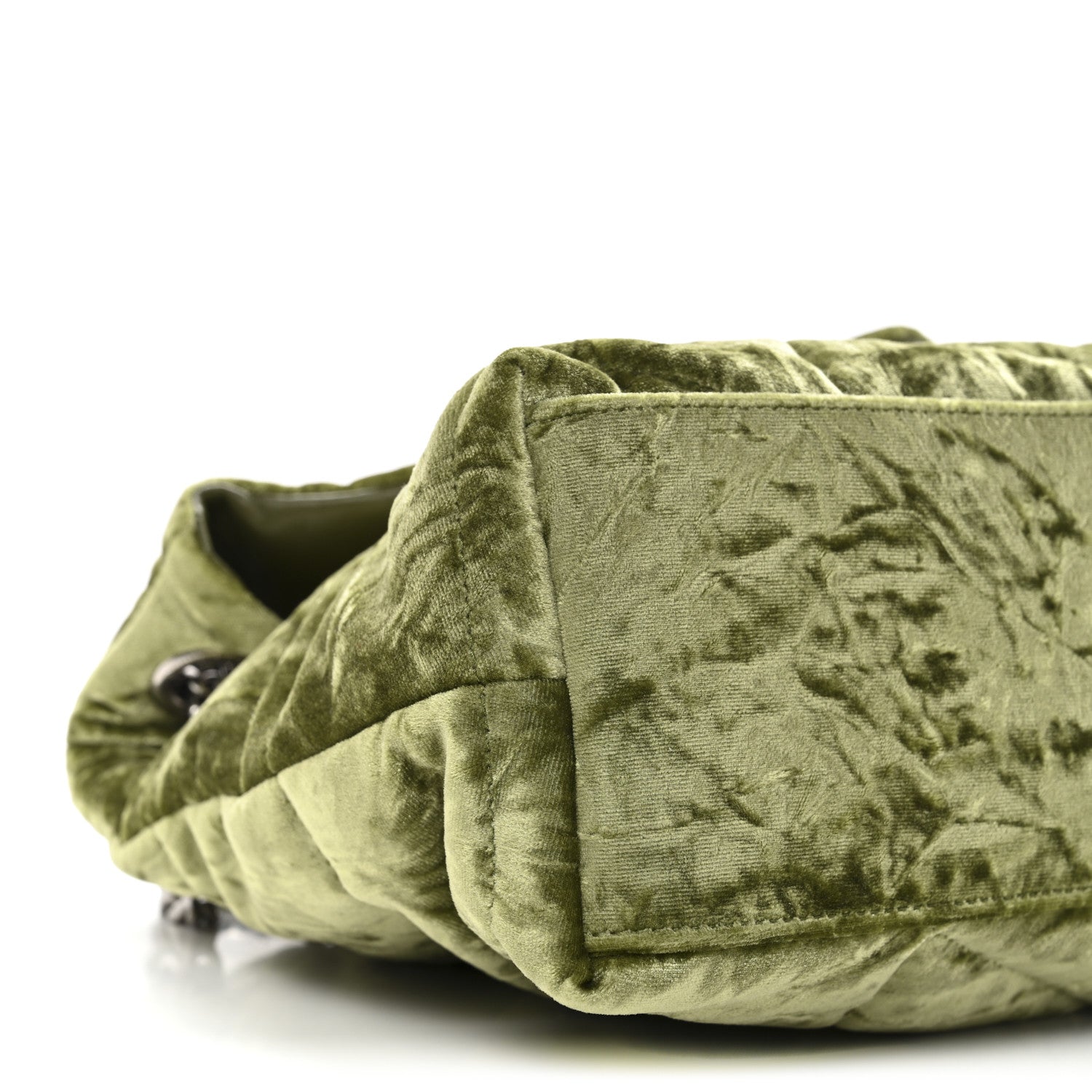 Saint Laurent Crushed Velvet Quilted Small Loulou Puffer Monogram Chain Satchel Green 10 of 11