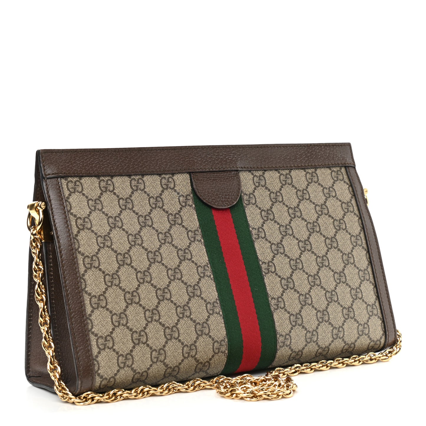 GG Supreme Monogram Web Medium Ophidia Chain Shoulder Bag Brown