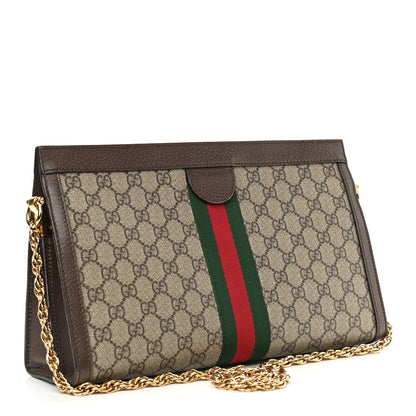 Gucci GG Supreme Monogram Web Medium Ophidia Chain Shoulder Bag Brown 3 of 12