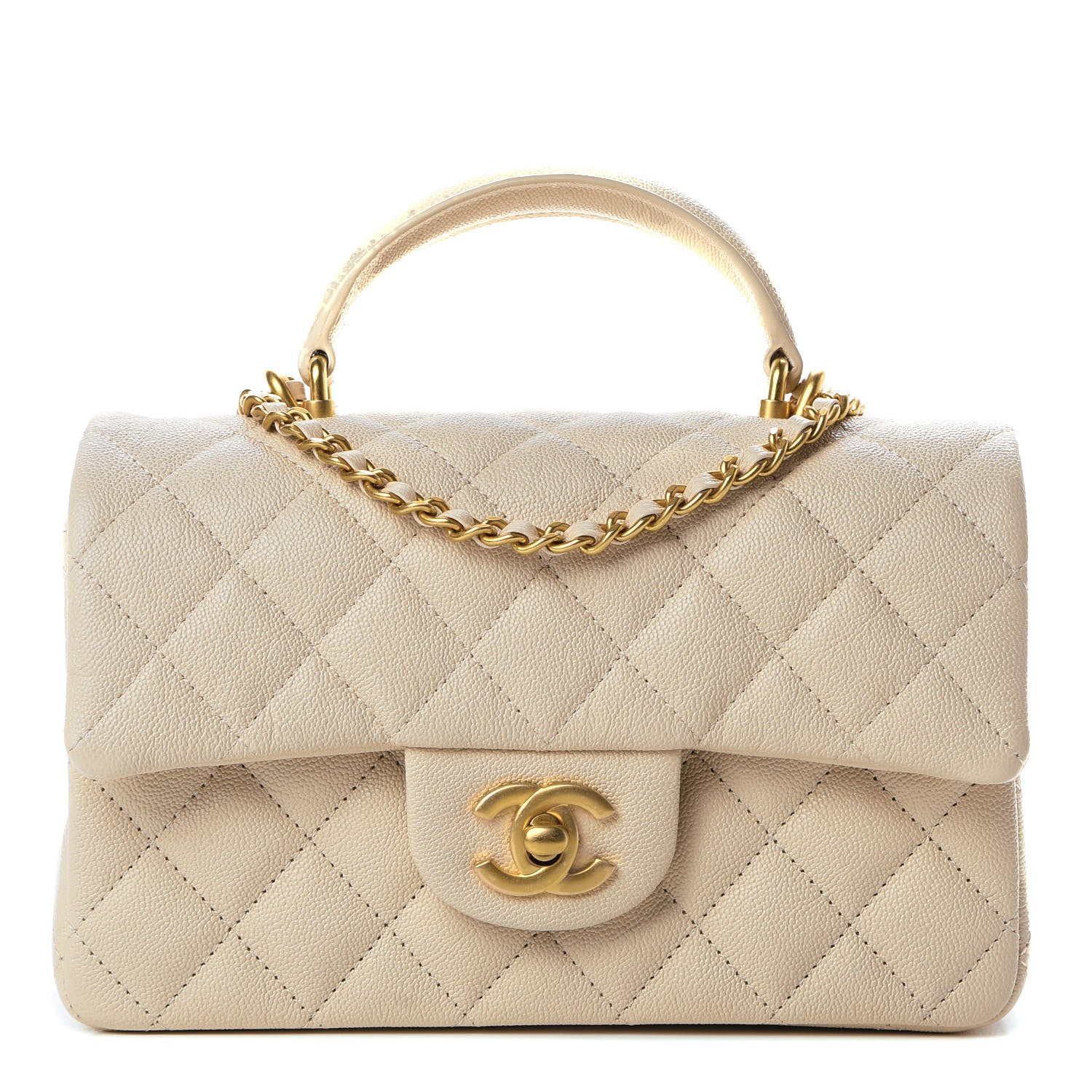 Chanel Caviar Quilted Mini Top Handle Rectangular Flap Beige 1 of 11
