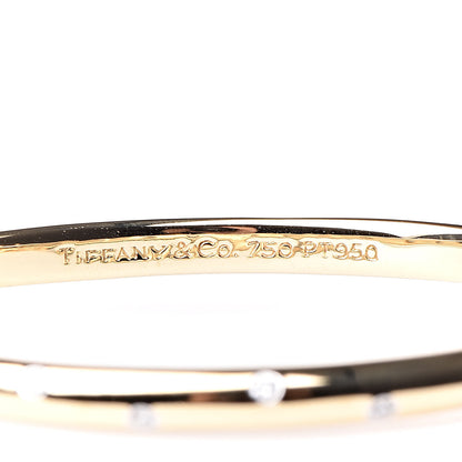 Tiffany 18K Yellow Gold Platinum Diamond 4.5mm Etoile Bangle Bracelet 4 of 4