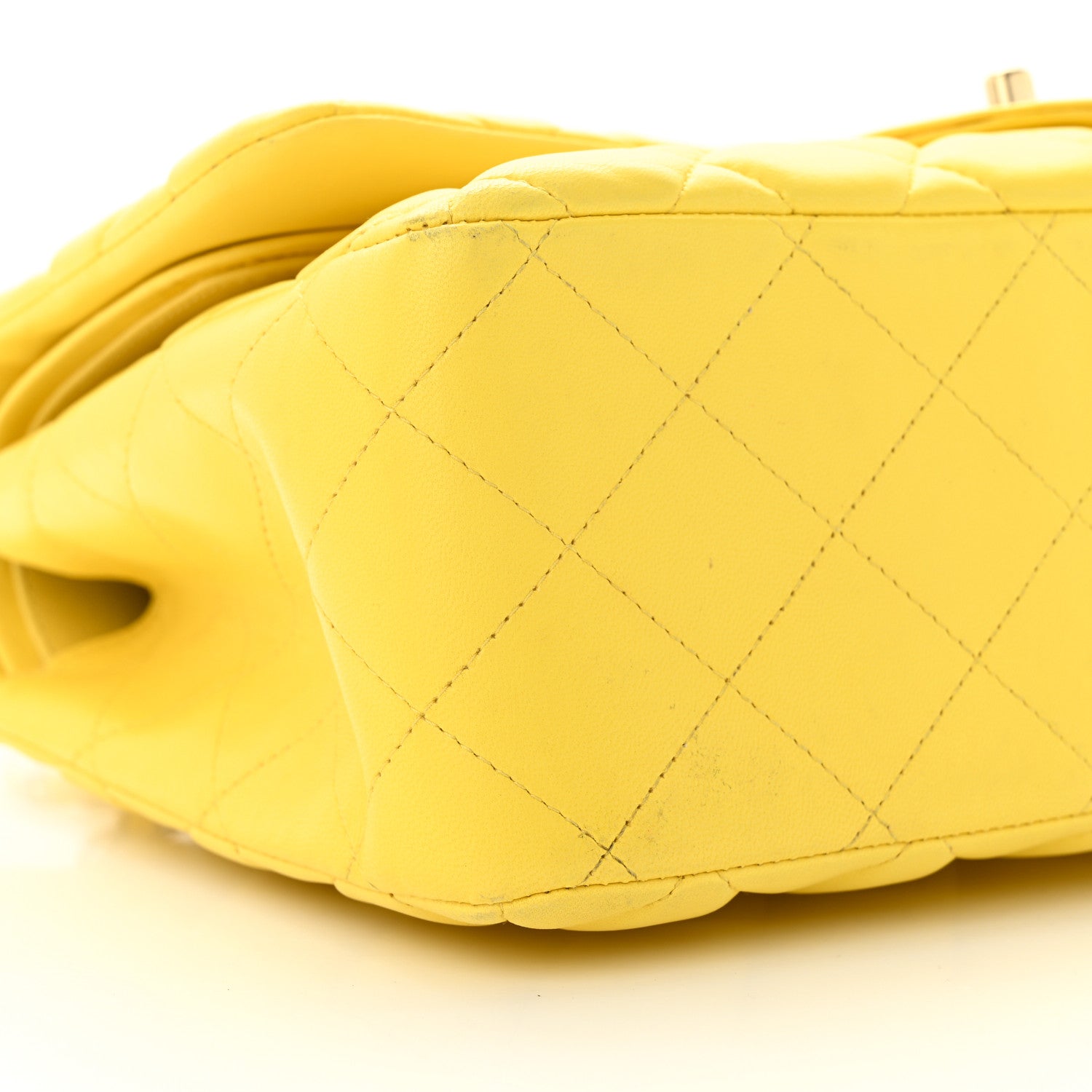 Chanel Lambskin Quilted Jumbo Double Flap Yellow 9 of 18